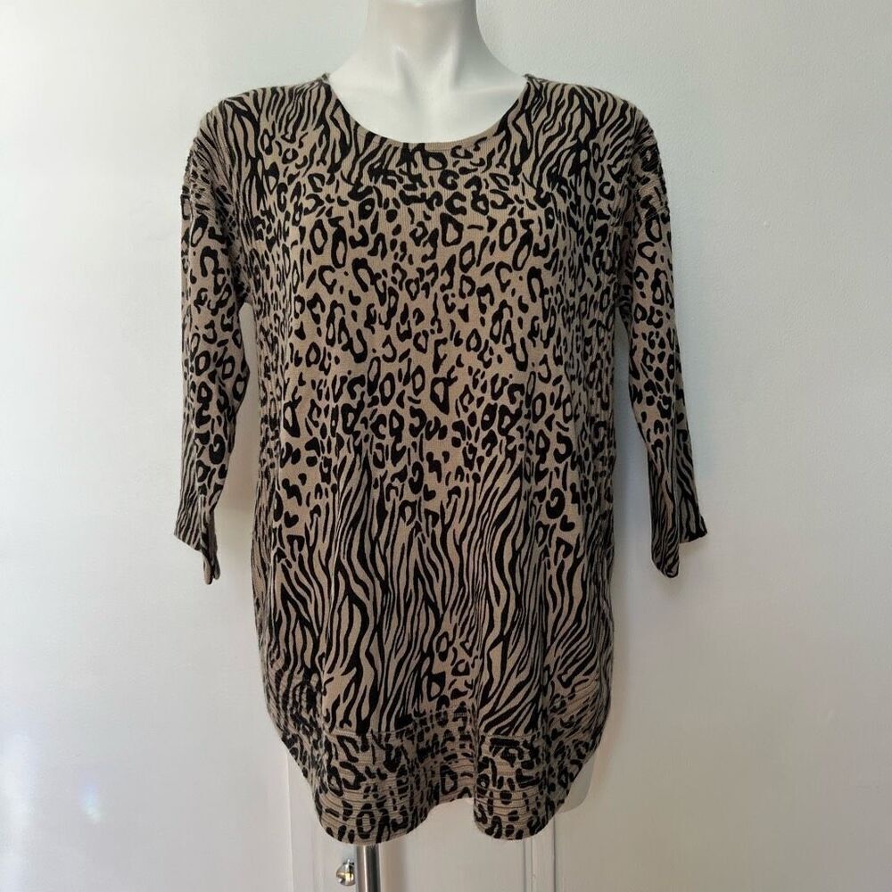 Dana Buchman Animal Print Sweater 3/4 sleeve